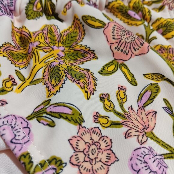 Wild Fable Size Small 4-6 Cream Floral Print Side Tie Cheeky Bikini Swim Bottom - Picture 3 of 6
